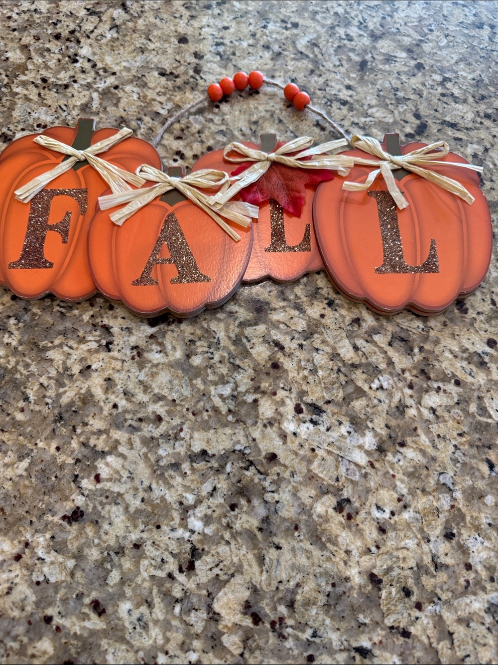 Autumn Pumpkin "FALL" Decorative Hanging Sign - Orange